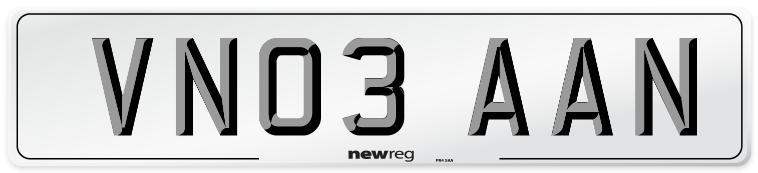 VN03 AAN Number Plate from New Reg